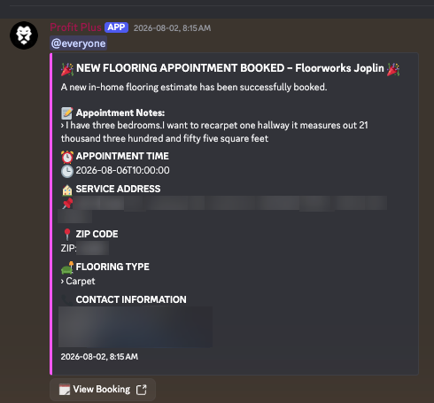 Blurred booking notification 9 from a partner channel