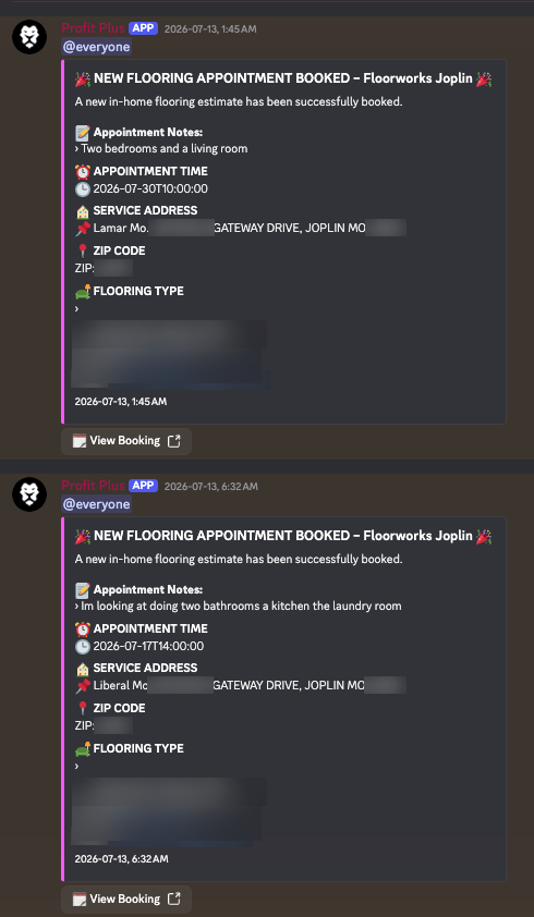 Blurred booking notification 5 from a partner channel