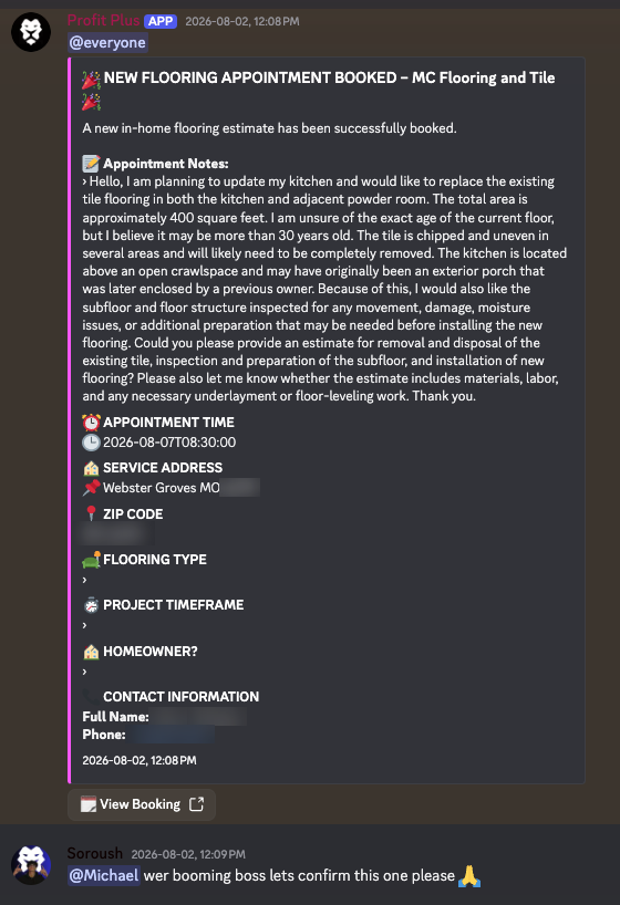 Blurred booking notification 8 from a partner channel